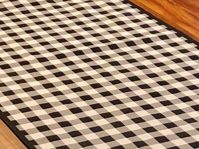 Buffalo Check Black and White Table Runner with black finished edging - image2